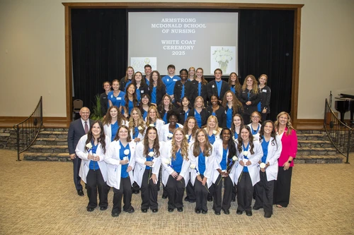 The junior class after receiving their white coats.